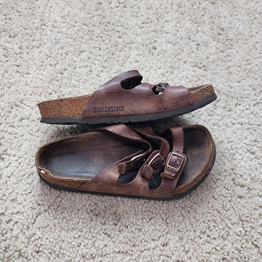 Birkenstock Papillo Sandals Women's Size 6 Buckle Slide Brown Leather Straps - Picture 3 of 6